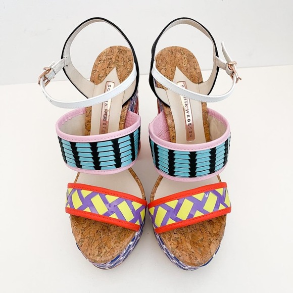 Sophia Webster Celia Platform Sandal Colorblock Multicolor Block Heel Rainbow - Picture 5 of 12